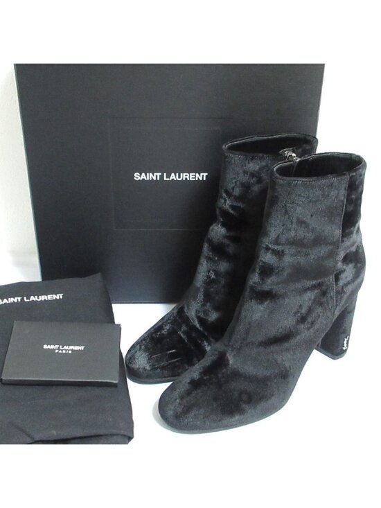 Yves Saint Laurent Shoes - Saint Laurent Paris Velvet Ankle Boots 36.5 Black